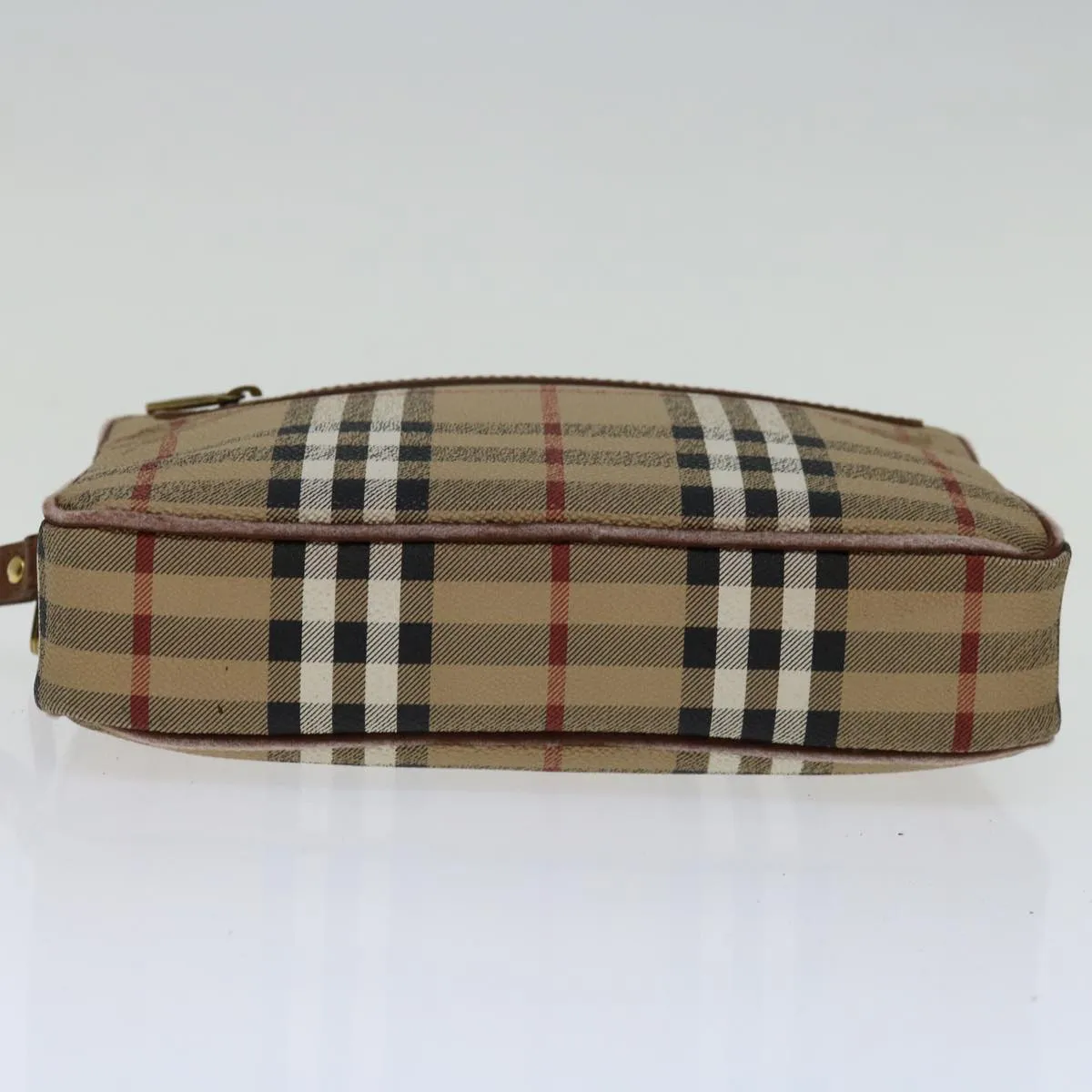 Trendy Inspired Burberryss Nova Check Clutch Bag Pvc Beige Brown Auth Yk11383