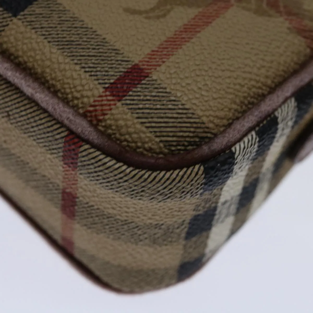 Trendy Inspired Burberryss Nova Check Clutch Bag Pvc Beige Brown Auth Yk11383