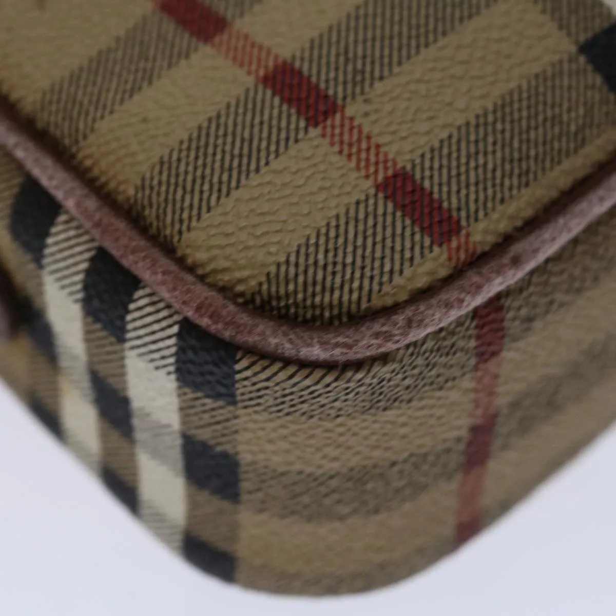 Trendy Inspired Burberryss Nova Check Clutch Bag Pvc Beige Brown Auth Yk11383