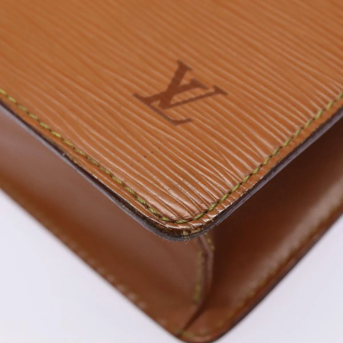 Trendy Inspired Louis Vuitton Epi Pochette Homme Clutch Bag Brown Zipangu Gold M52528 Auth 88069