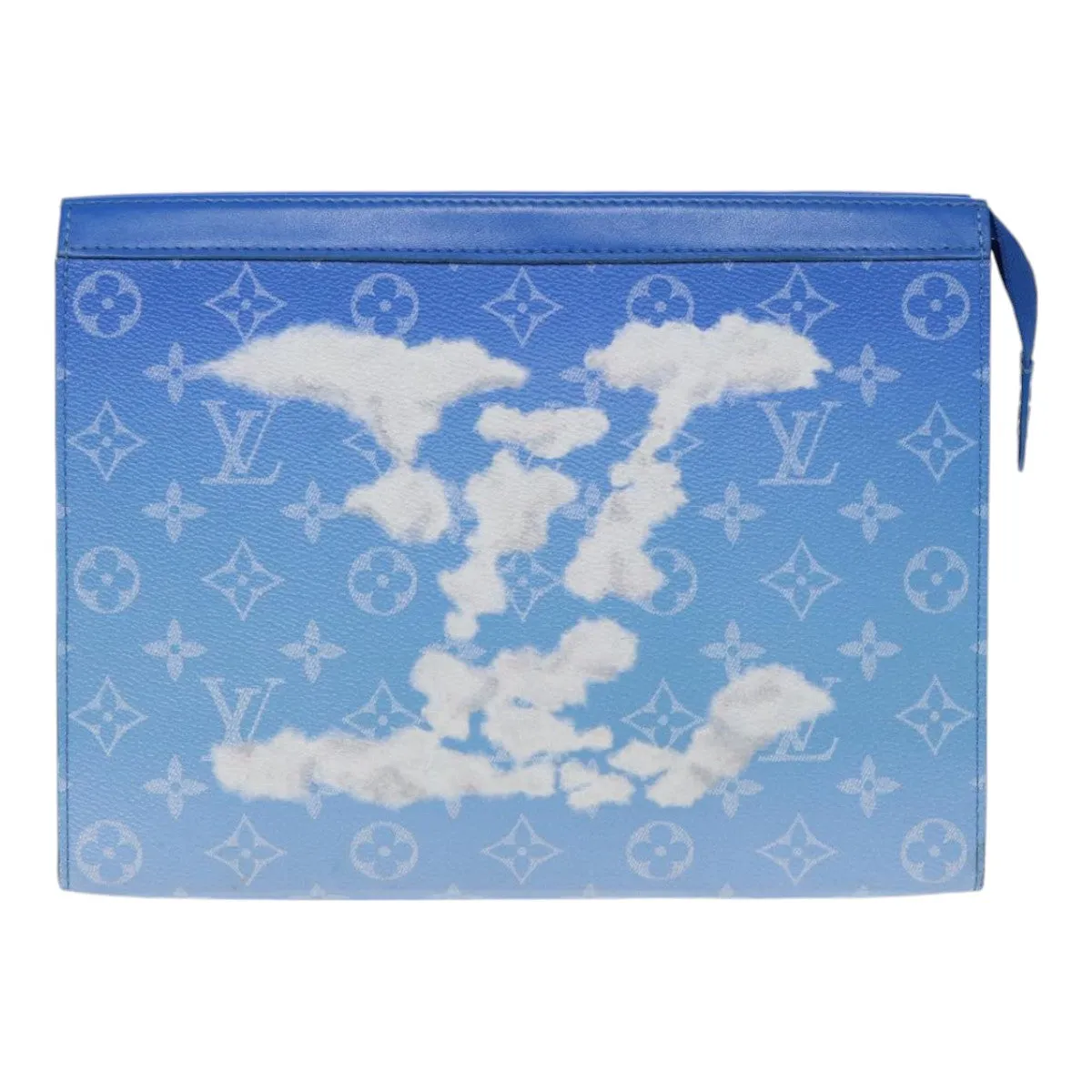 Trendy Inspired Louis Vuitton Monogram Clouds Pochette Voyage Clutch Bag Blue M45480 Auth 88070a