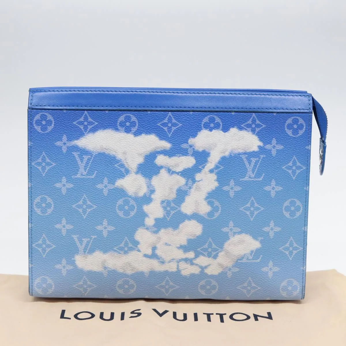 Trendy Inspired Louis Vuitton Monogram Clouds Pochette Voyage Clutch Bag Blue M45480 Auth 88070a