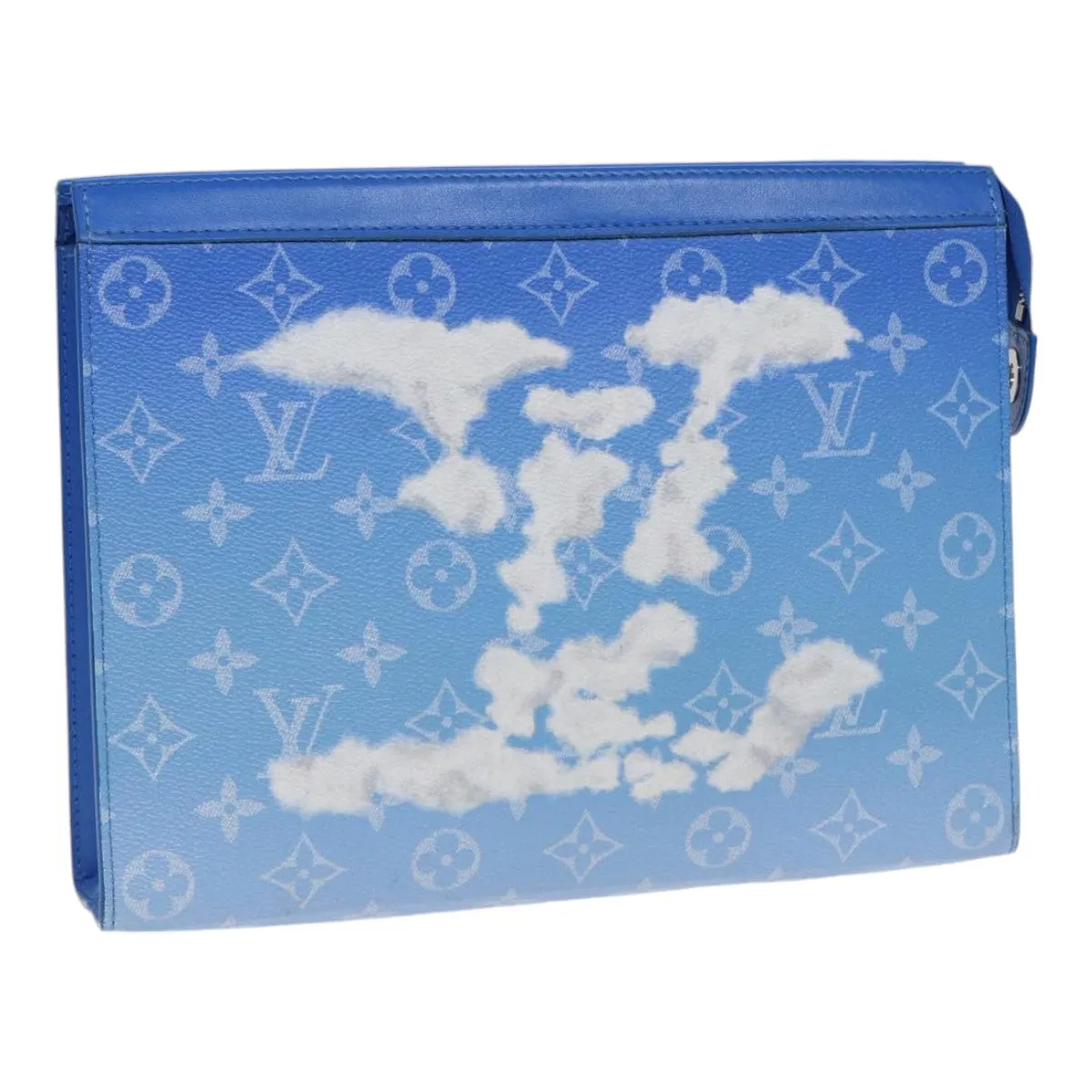 Trendy Inspired Louis Vuitton Monogram Clouds Pochette Voyage Clutch Bag Blue M45480 Auth 88070a