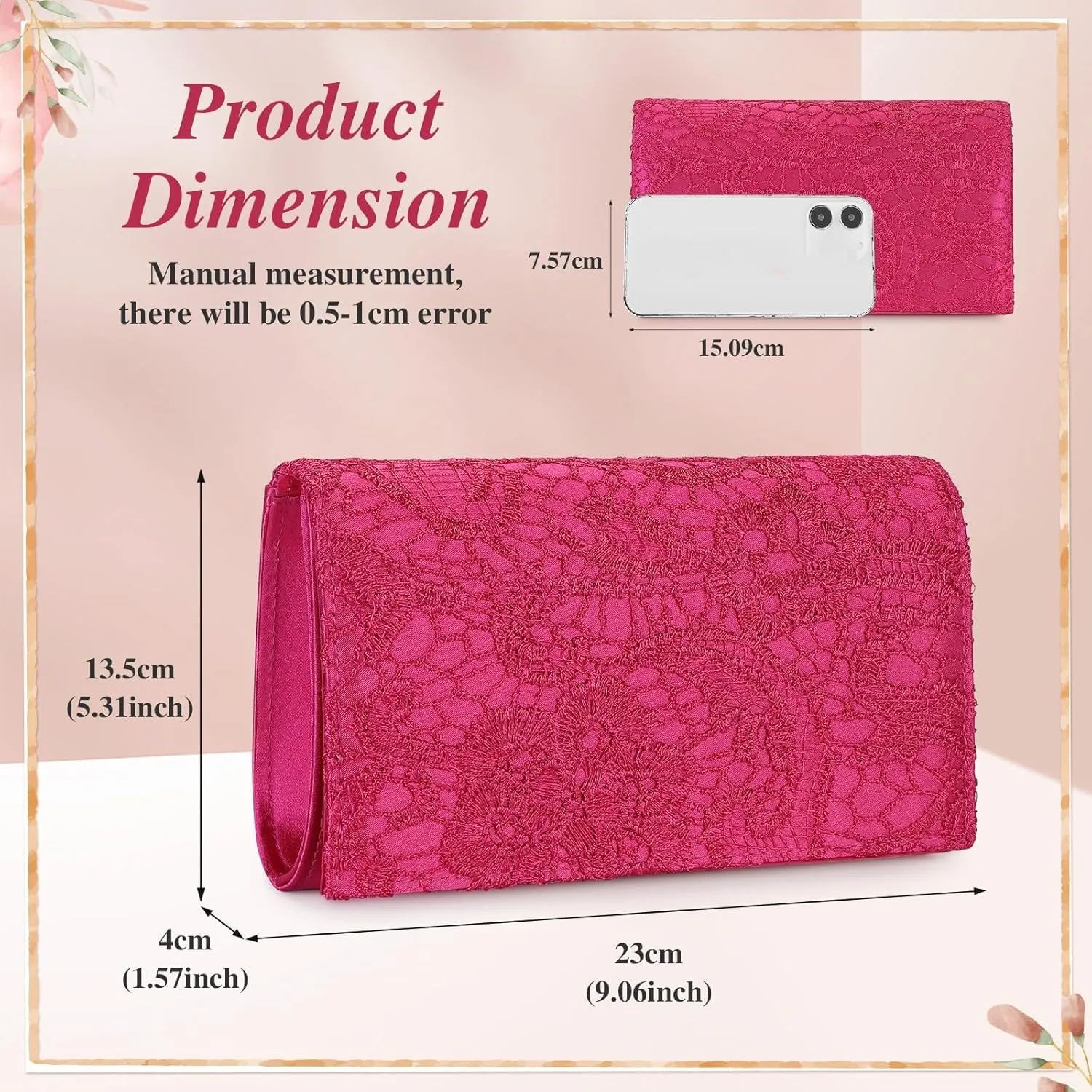UBORSE Elegant Floral Lace Clutch Purses for Women Evening Handbag Envelope Clutch Bag Wedding Prom Party Purses