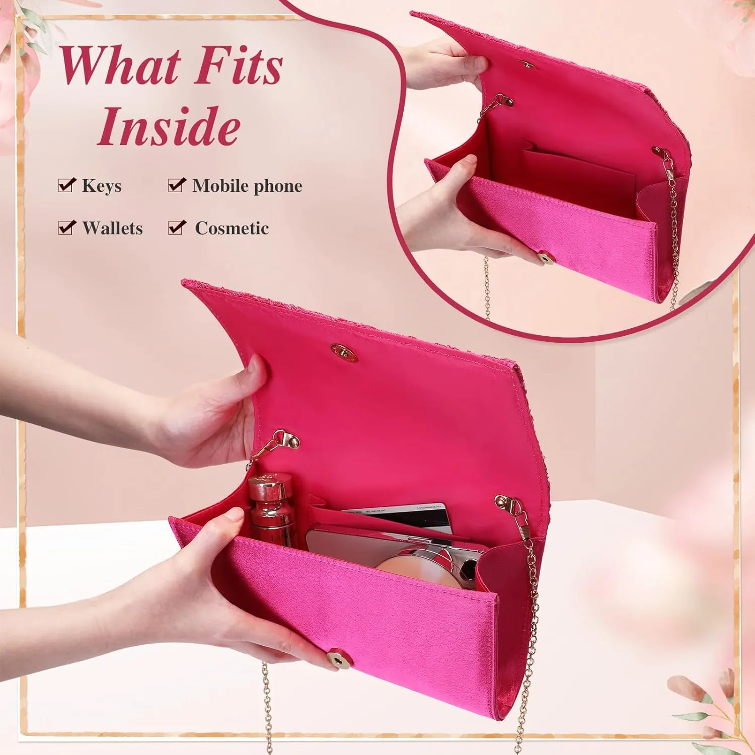 UBORSE Elegant Floral Lace Clutch Purses for Women Evening Handbag Envelope Clutch Bag Wedding Prom Party Purses