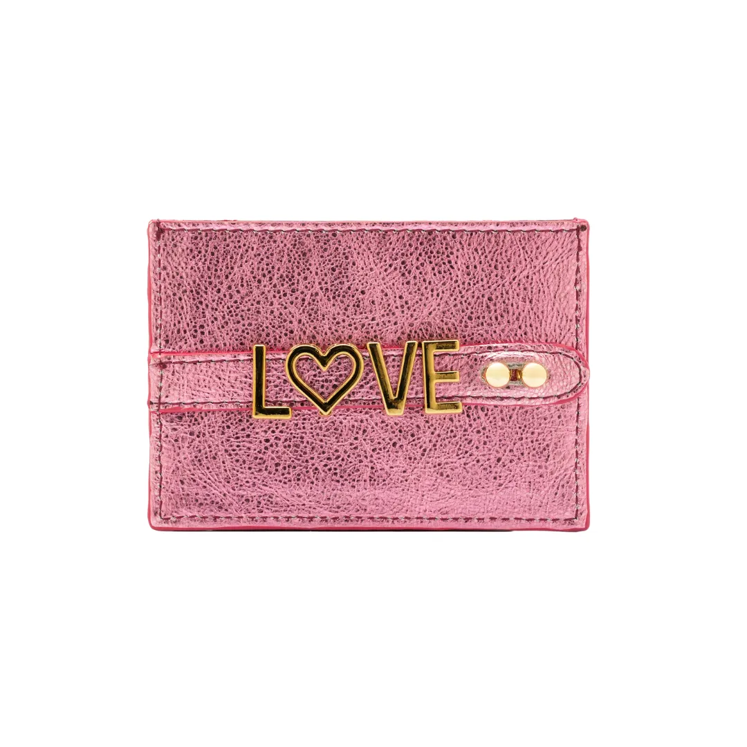 UMBI Personalized Leather Cardholder  - Metallic ROSE