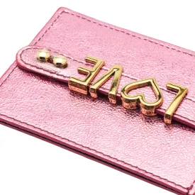 UMBI Personalized Leather Cardholder  - Metallic ROSE