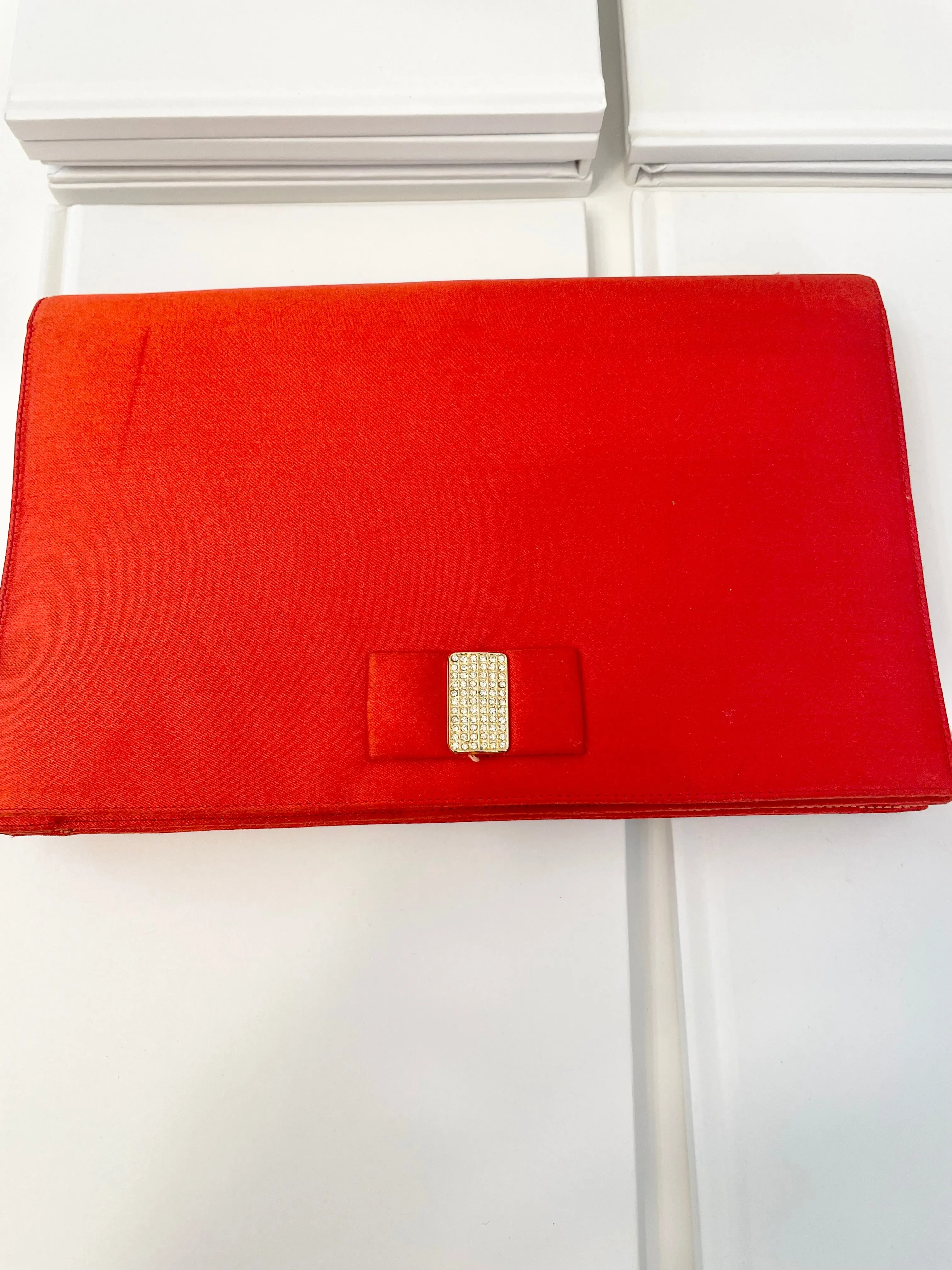 Vintage rare Coblentz for Saks Fifth Ave stunning crimson satin bow bag...so divine!