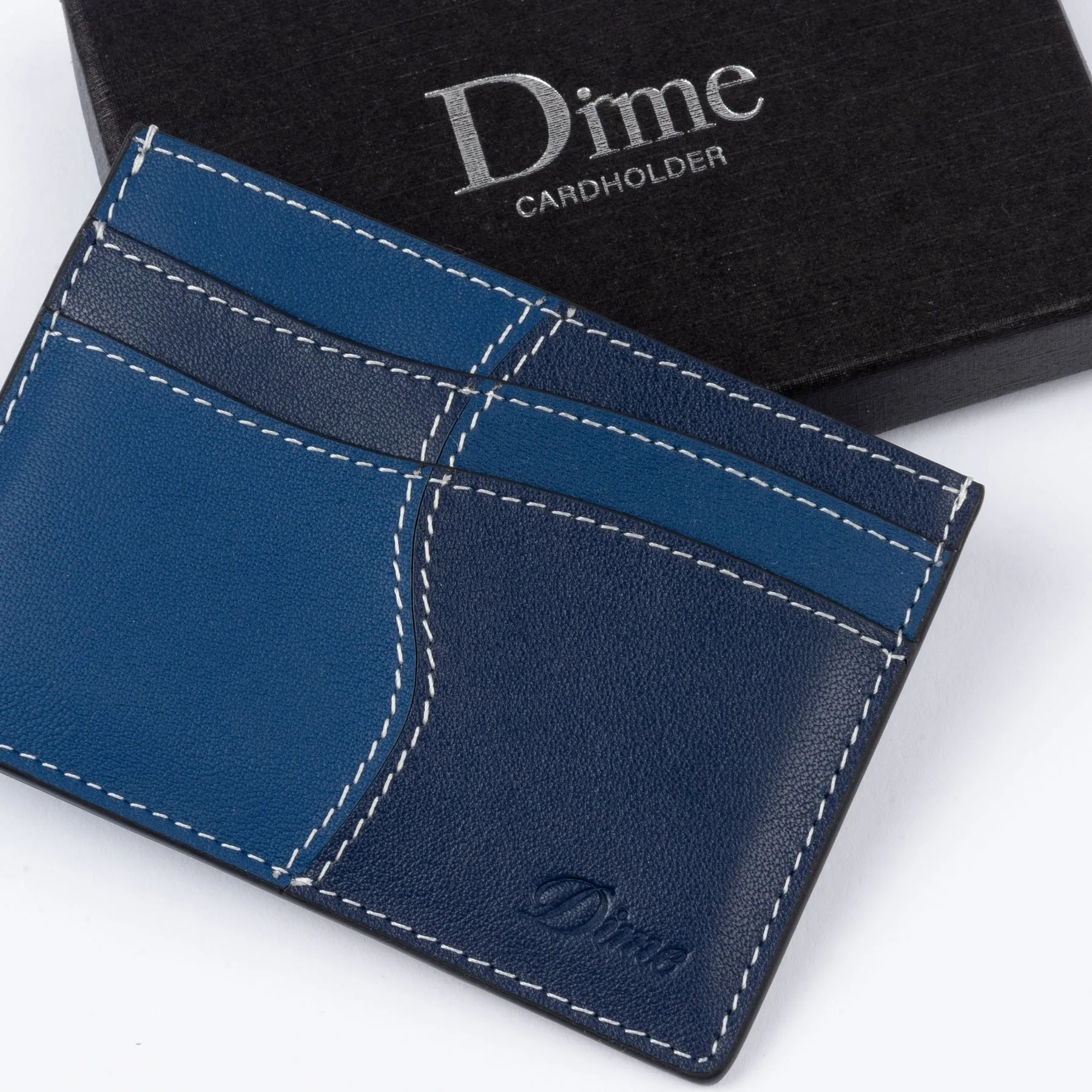 Wave Leather Cardholder - Navy